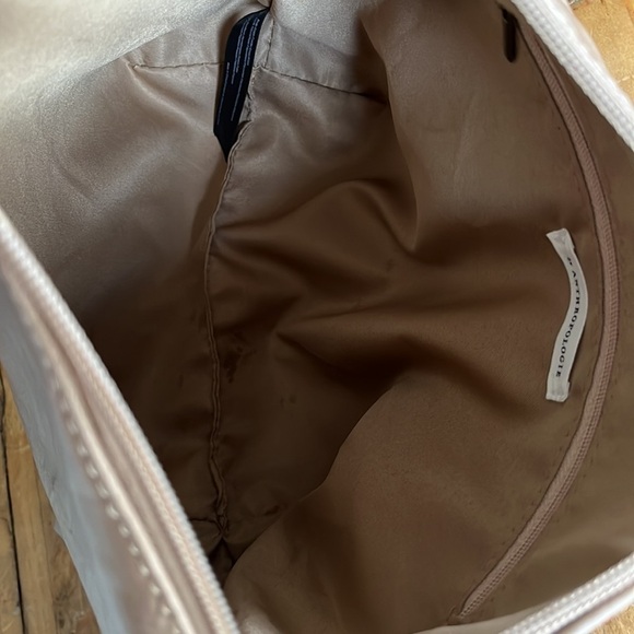 𝅺anthropologie tan faux leather cosmetic case make up bag clutch carryall - Picture 7 of 9